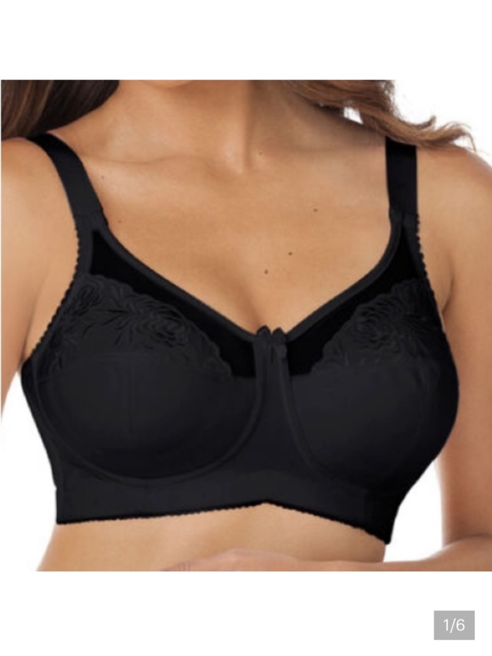 NWT Elila Embroidered Softcup Bra 1301 size 44C full figure. Wireless
